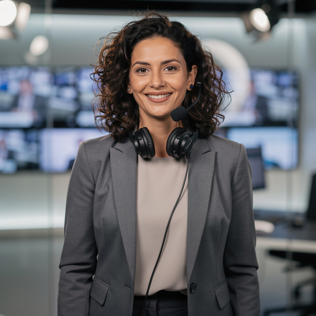Female broadcast producer portrait smiling